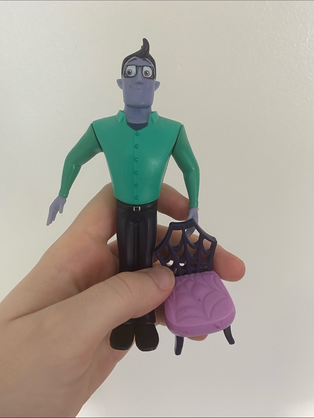 Disney Purple-Skinned Doll with Green Shirt and Purple Chair